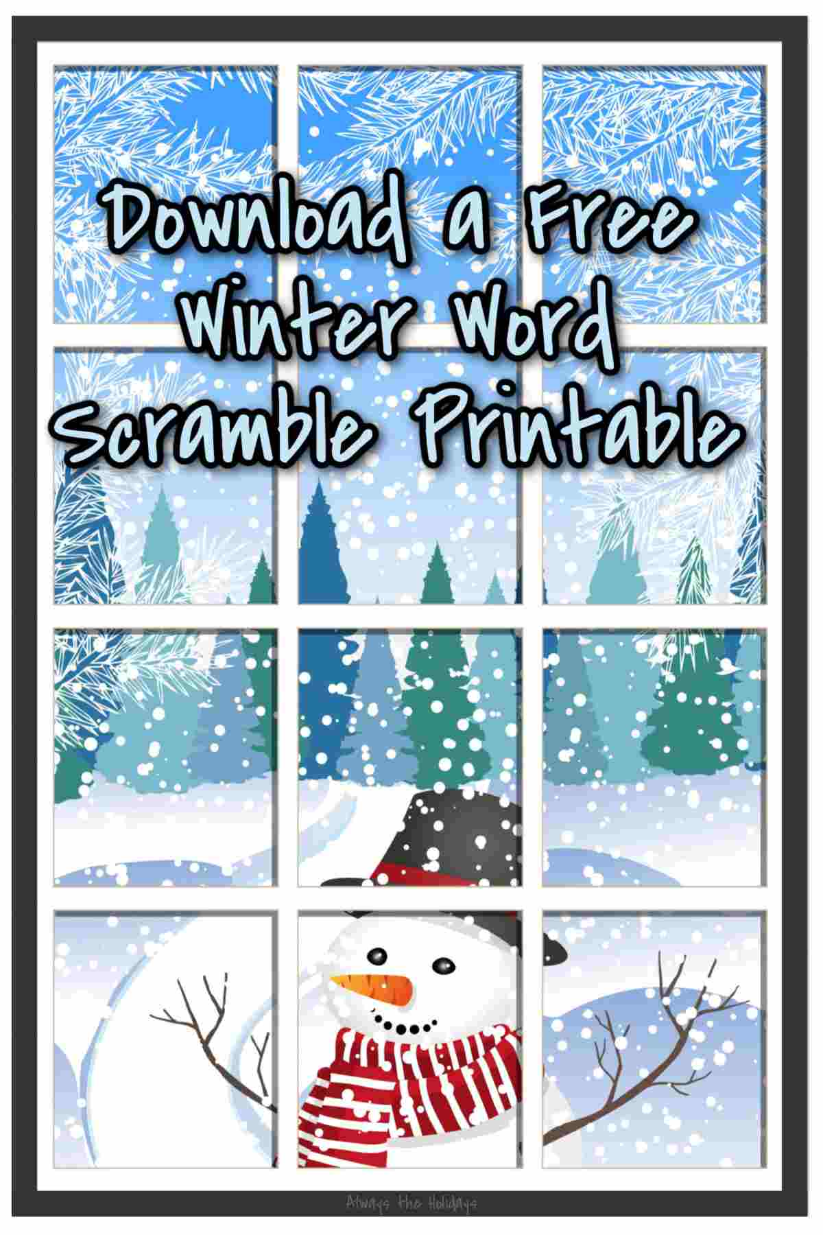 Free winter word scramble printable with answer key included