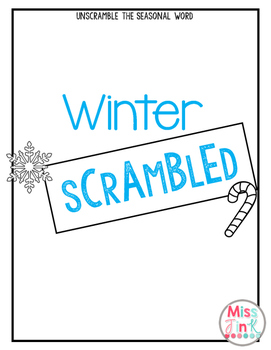 Winter scrambled unscramble the winter words by miss j in k tpt