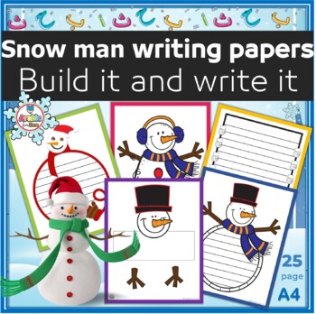 Snowman winter writing papers winter coloring pages build it write it