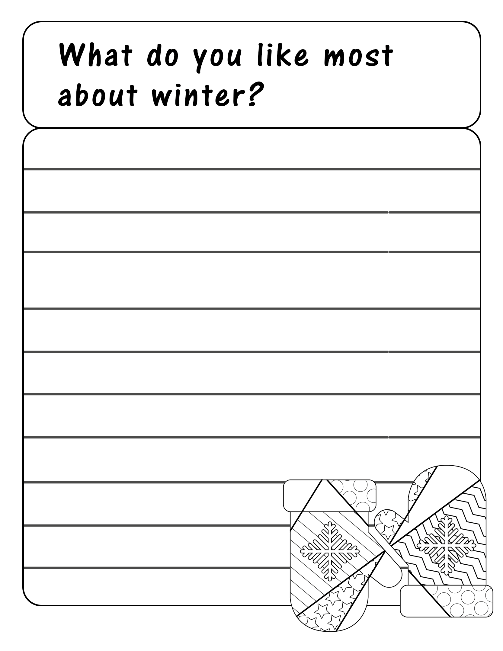 What do you like about winter writing prompt free printable papercraft templates