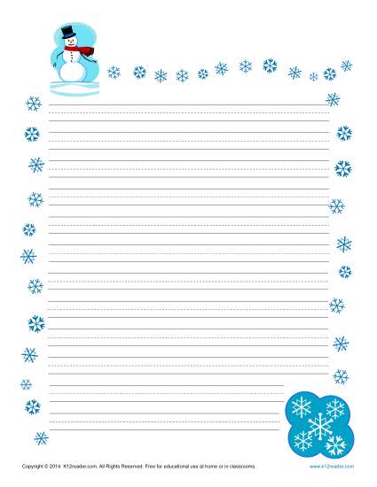 Winter printable lined writing paper
