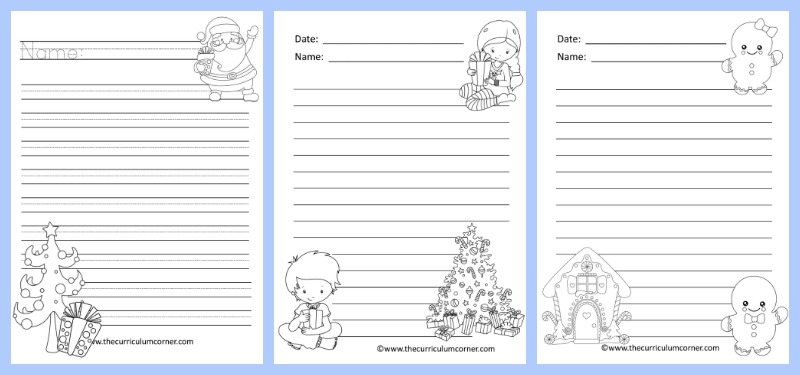 Winter lined writing papers