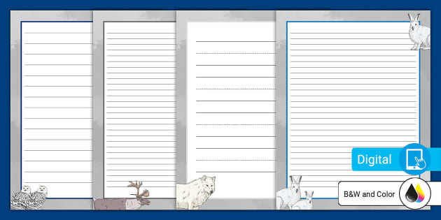 Winter snow animals writing pages for th
