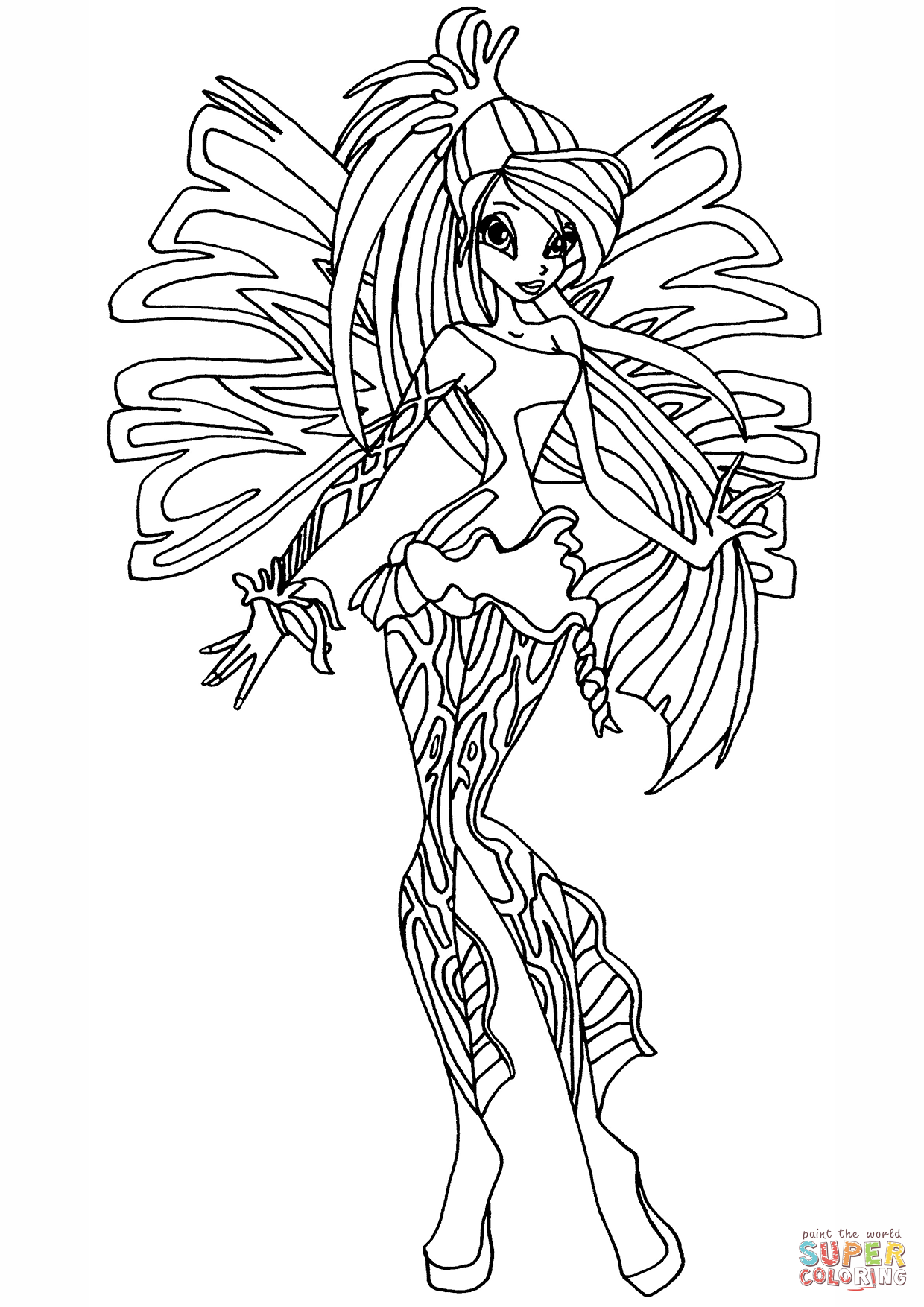 Winx club sirenix bloom coloring page free printable coloring pages