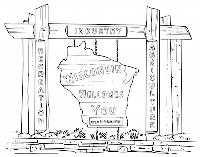 Greetings from wisconsin united states postage stamp coloring page