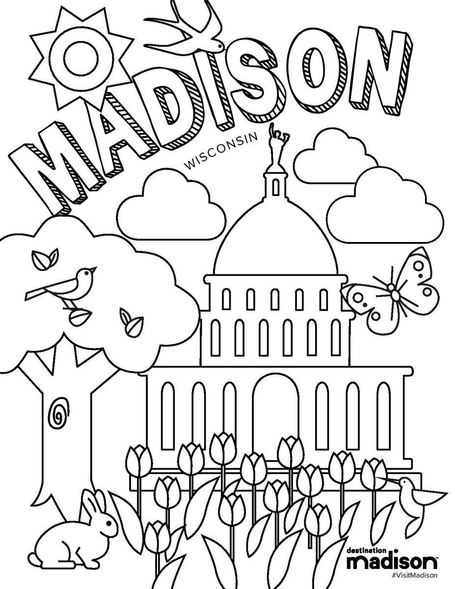 Madison public library on x heres a quick and fun coloring sheet featuring our beautiful capitol thanks to visitmadison for sharing you can also download a pdf from here httpstcogzuphrst madison coloring