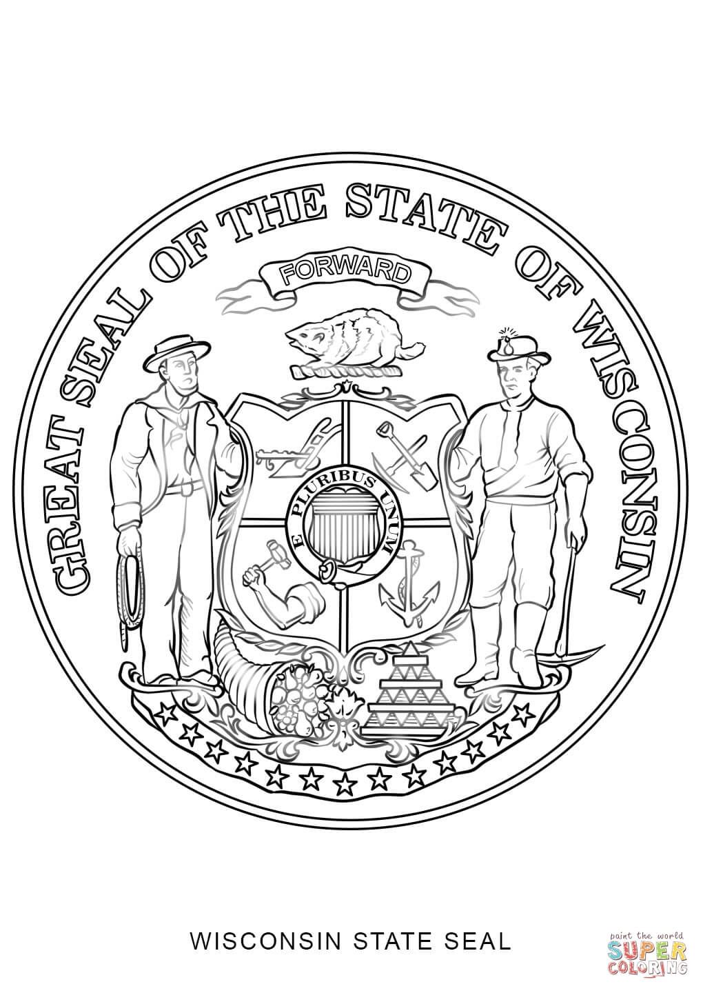 Wisconsin state seal coloring page from wisconsin category select from printable crafts of cartoons nâ flag coloring pages wisconsin flag coloring pages