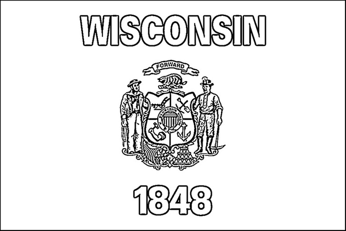 Wisconsin flag coloring page purple kitty