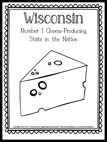 Wisconsin cheese coloring page free printable â the art kit