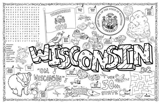 Wisconsin symbols facts funsheet âãã pack of state symbols wisconsin activities wisconsin state