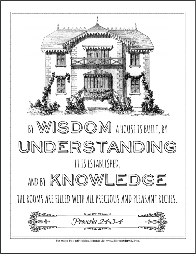 By wisdom a house is built coloring page