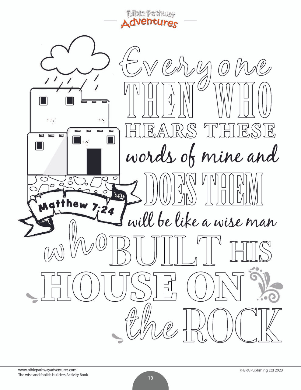 Bible parable the wise foolish builders workbook