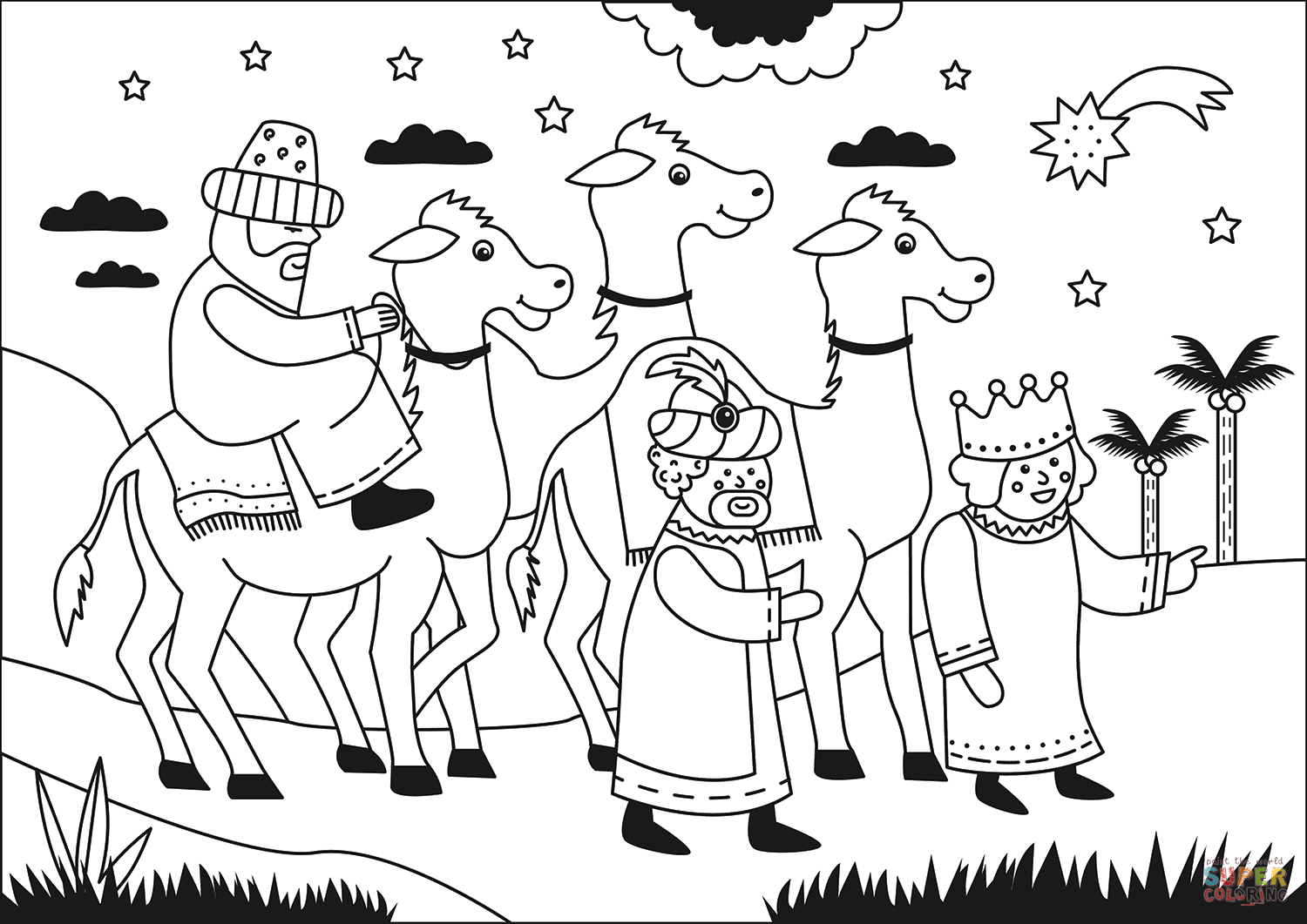 Three wise men coloring page free printable coloring pages