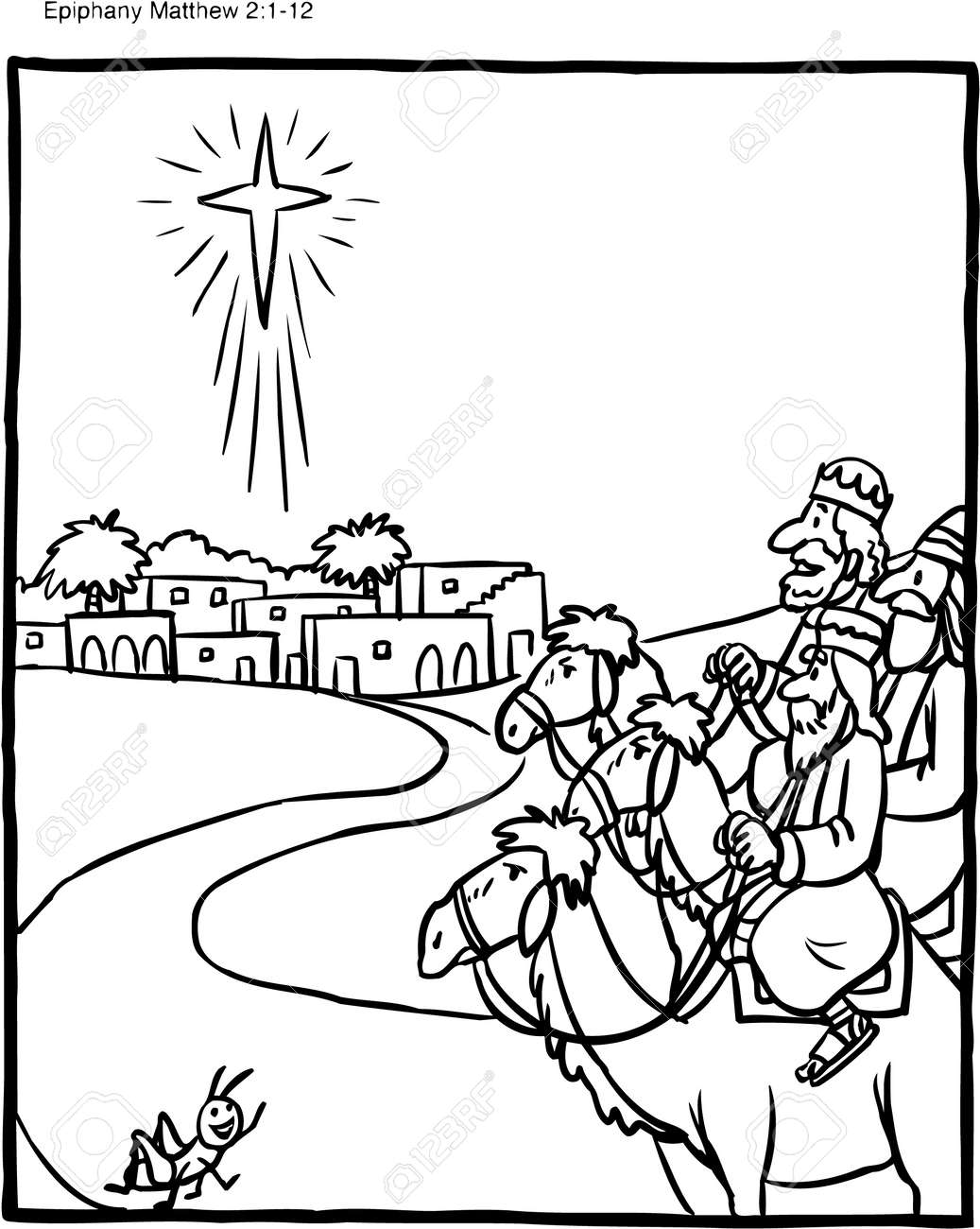 Christmas coloring page wise men royalty free svg cliparts vectors and stock illustration image