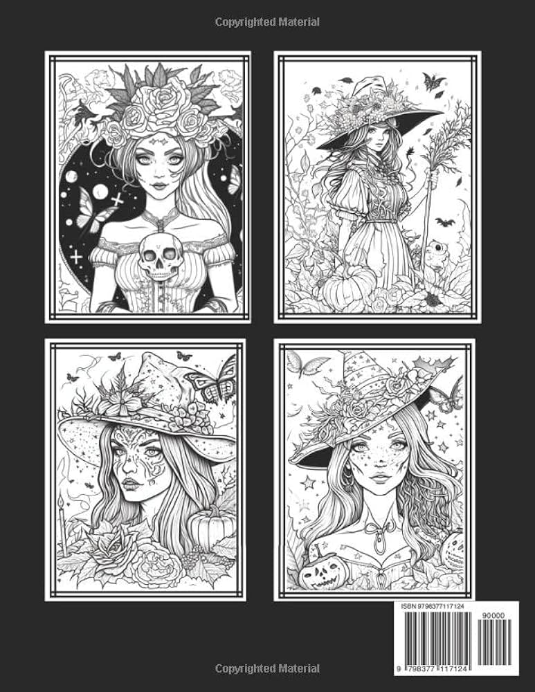 Witches coloring book for adults and teens beautiful illustrations featuring a variety of cute witches adult coloring book for stress relief and relaxation koralty designs books