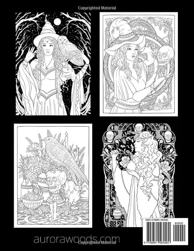 Witches coloring book witch coloring book for adults featuring beautiful women witches magical potions witchcraft and more for stress relief relaxation woods aurora books