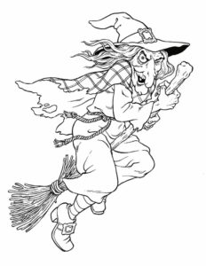 Printable witch coloring pages for kids color a scary witch