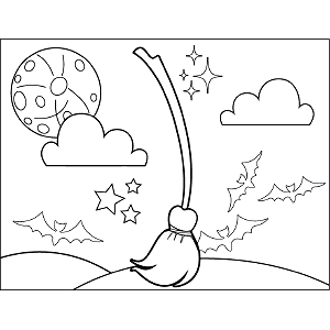 Witch broom coloring page