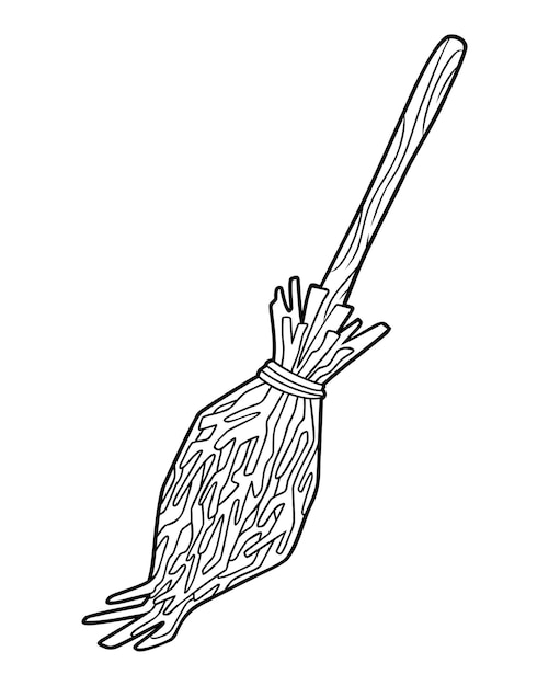 Premium vector coloring book for kids witch broom