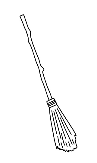 Vector witch broom coloring page stock illustration