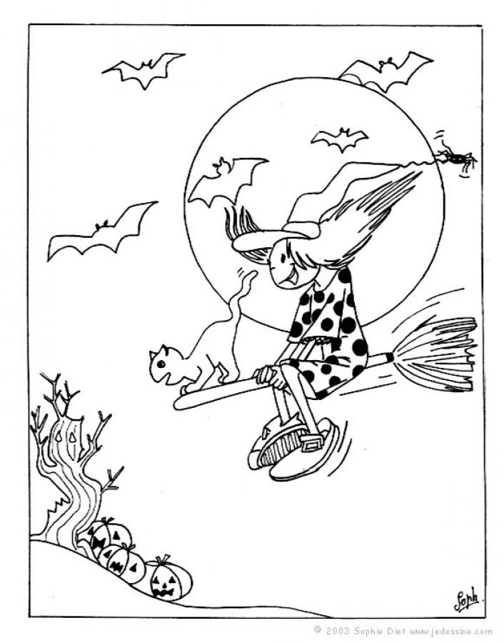 Witchs broom coloring pages
