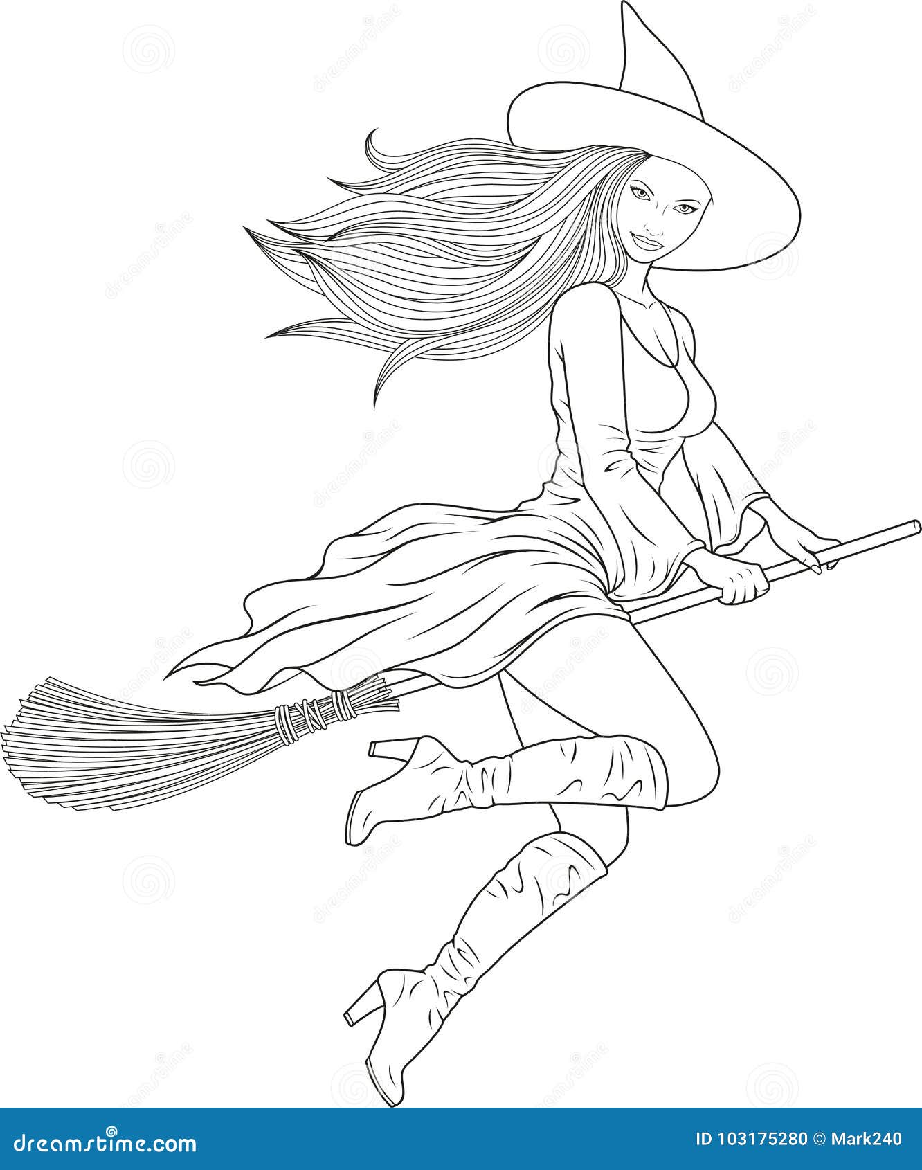 Coloring the beautiful witch stock vector