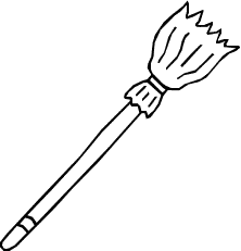 Witches broom coloring page