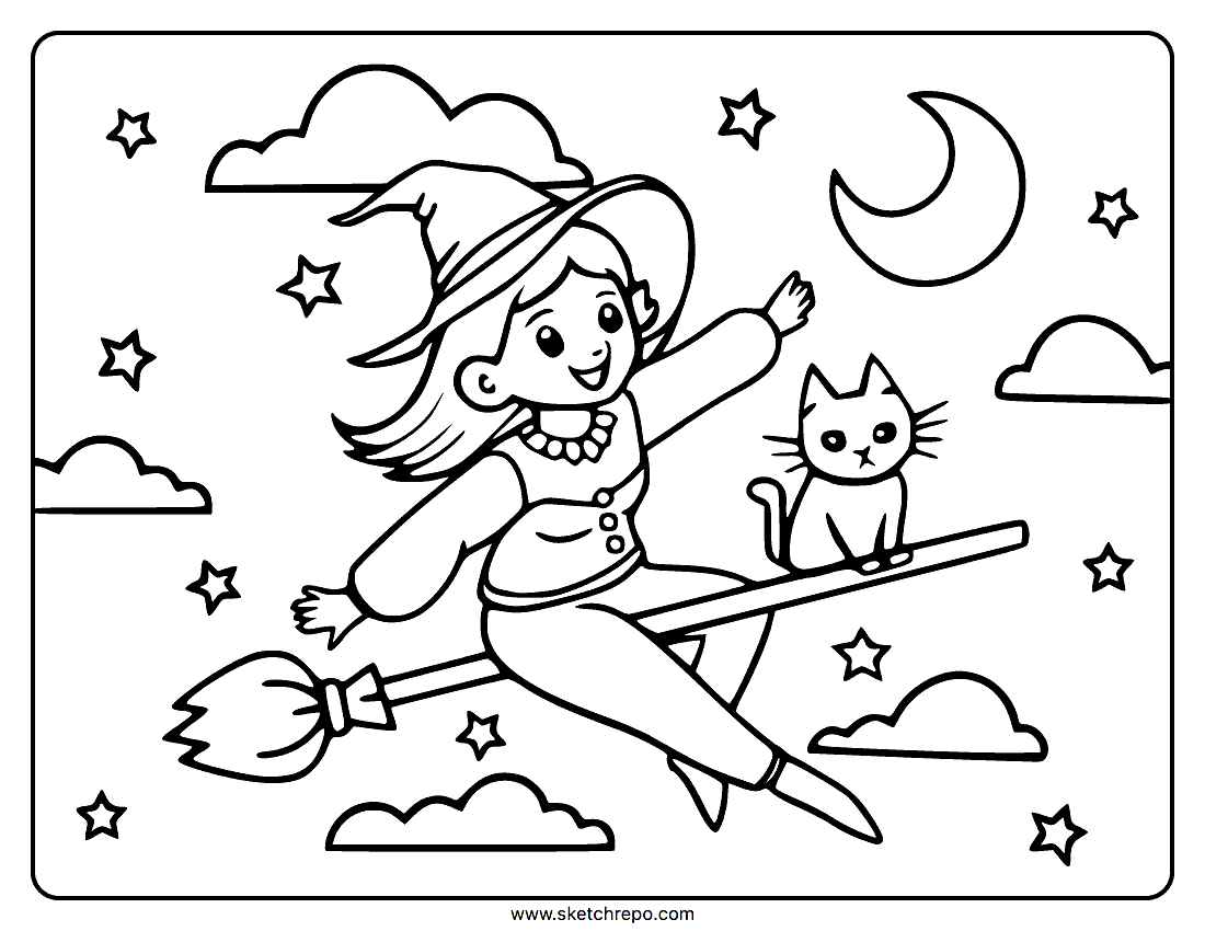 Halloween cat coloring pages