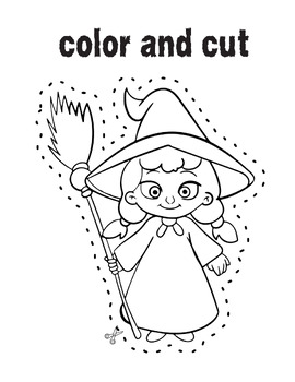 Halloween cut paste and coloring pages by mina maryn learning resources