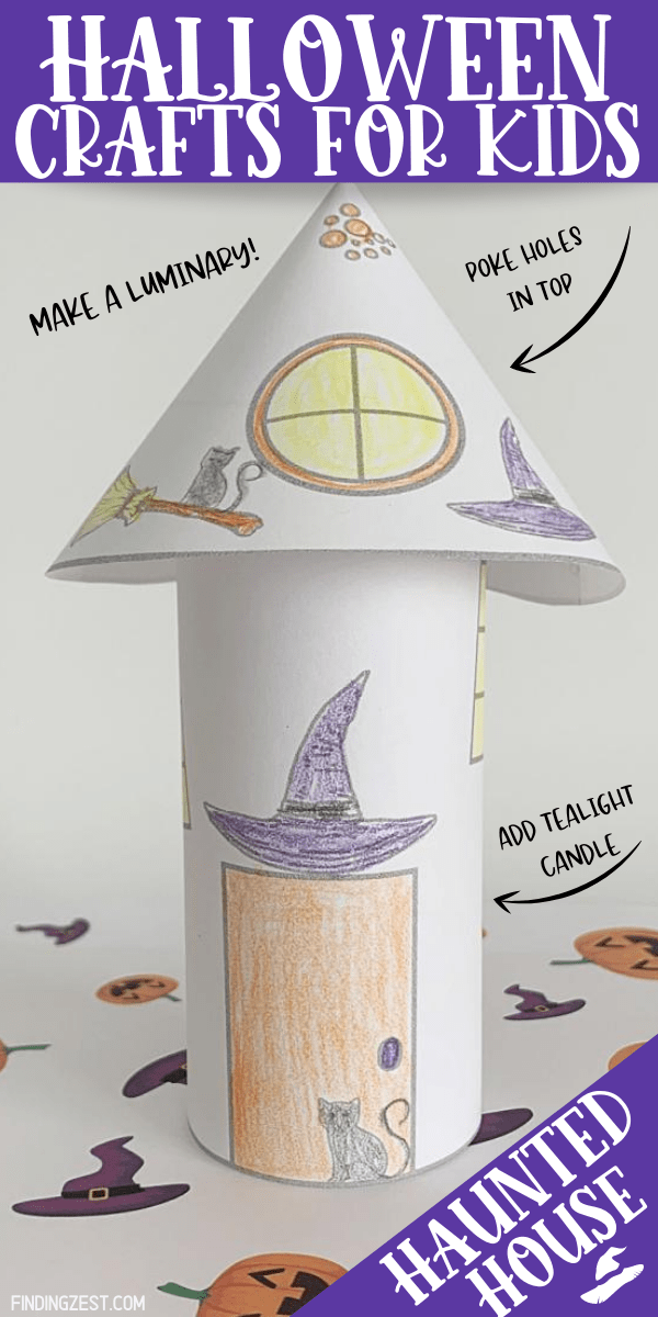 Halloween coloring page witch haunted house