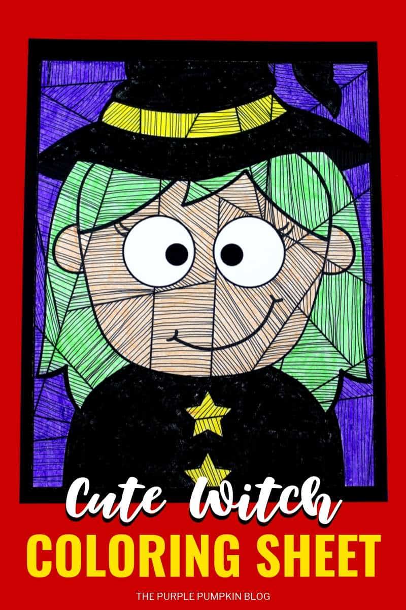 Free printable halloween witch loring sheet for kids