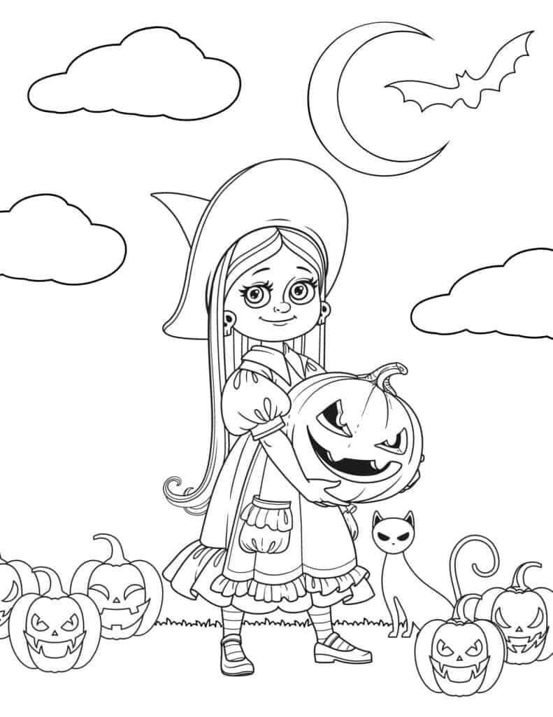 Free halloween witch coloring pages