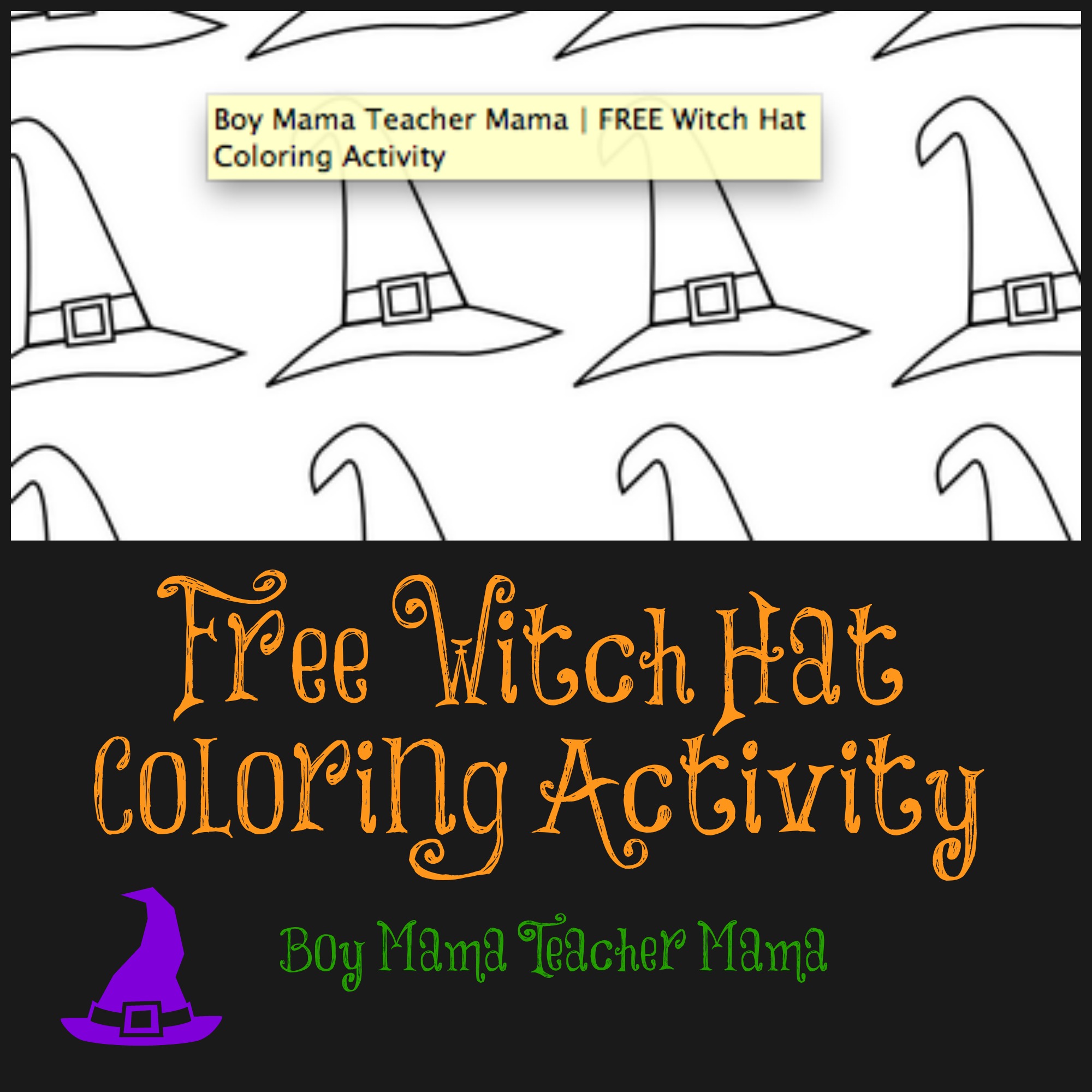 Teacher mama free witch hat coloring activity