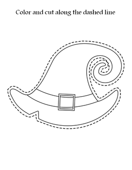 Witch hat cutting practice scissor skills coloring pages halloween activities