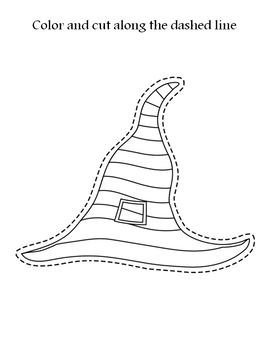 Witch hat cutting practice scissor skills coloring pages halloween activities