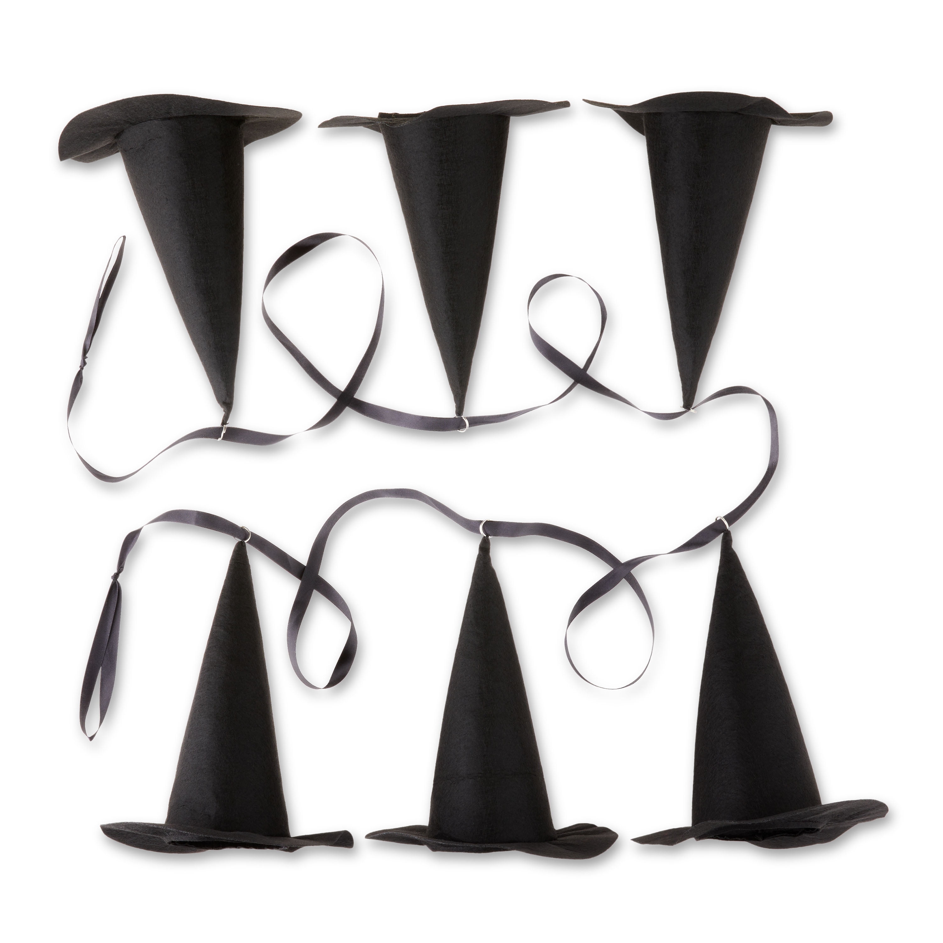In black fabric witch hat halloween garland way to celebrate