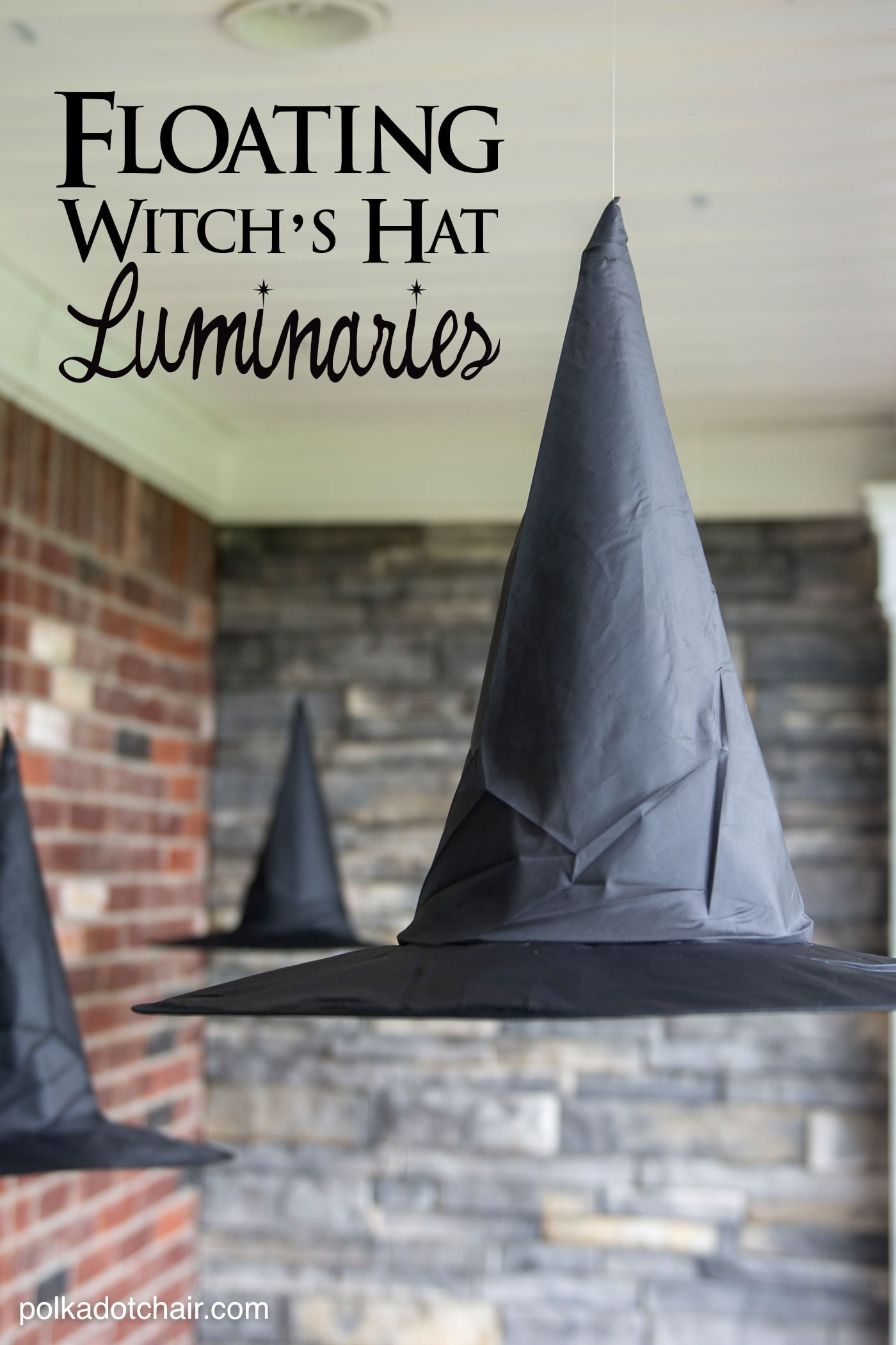 Diy floating witch hat luminaries polka dot chair