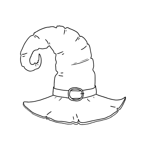 Premium vector witch hat in doodle style hand drawn halloween element simple design for holiday celebration