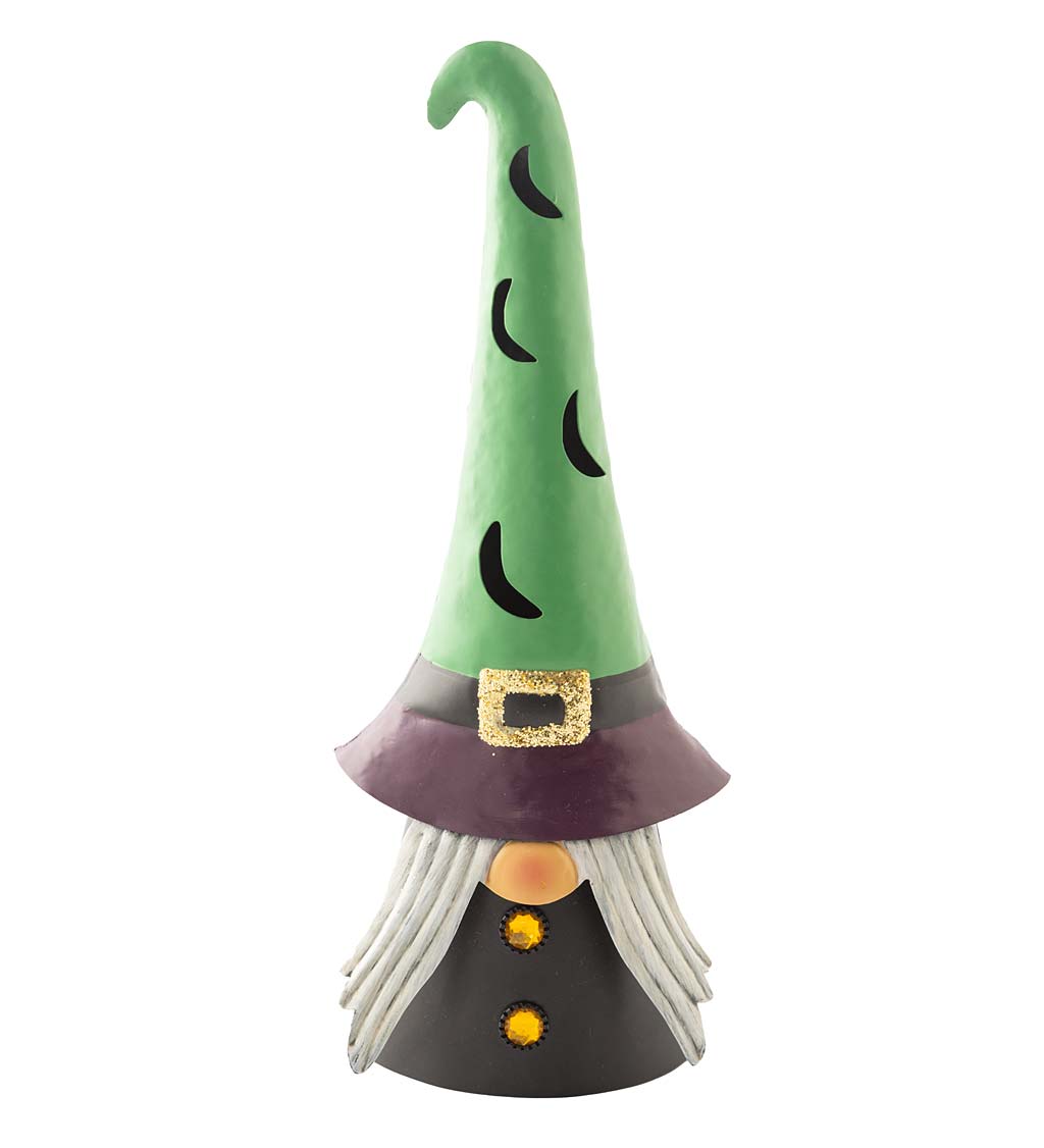 Lighted halloween witch gnome