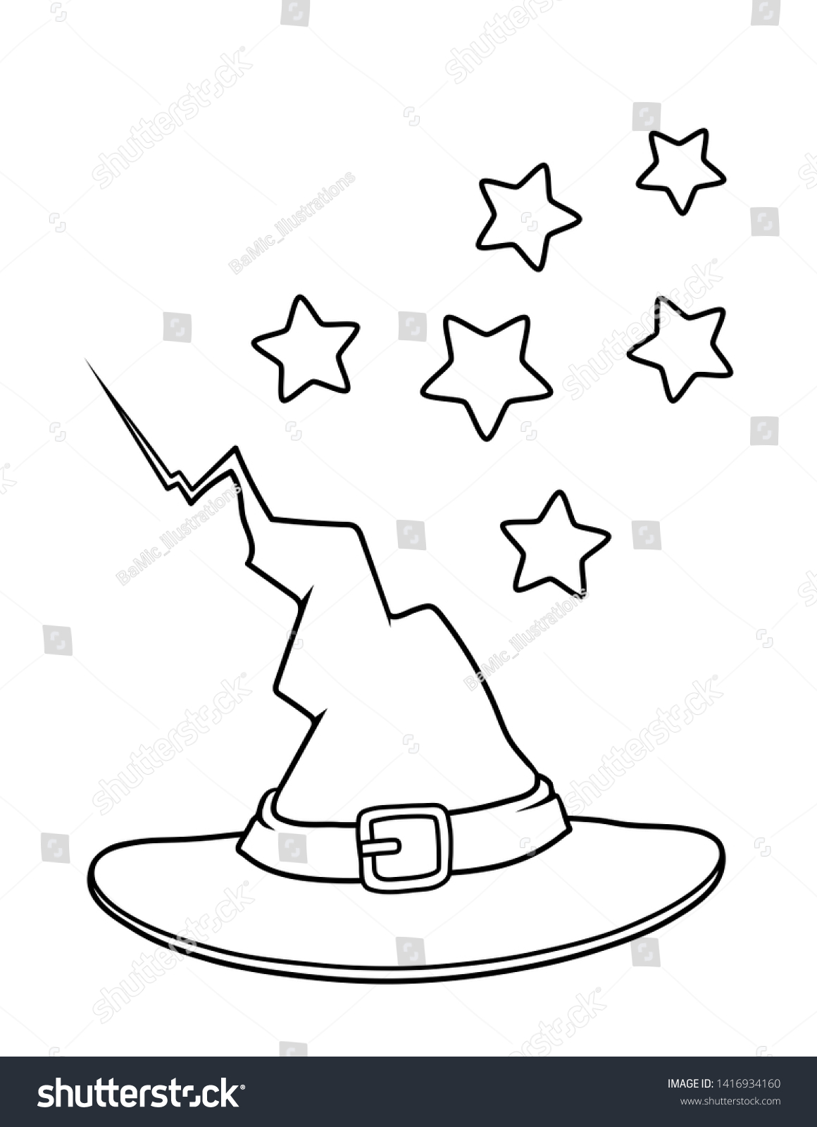 Halloween coloring page kids witch hat stock illustration