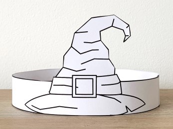 Witch hat coloring paper halloween template for kids