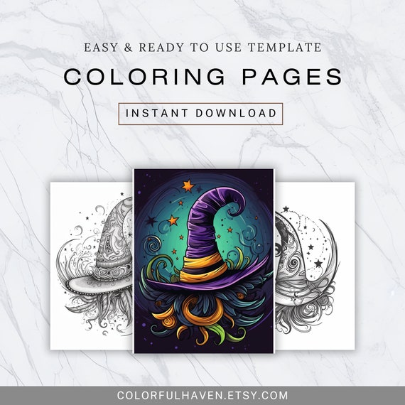 Witch hats coloring pages witch coloring pages for kids printable halloween coloring sheets witchcraft coloring book halloween fun