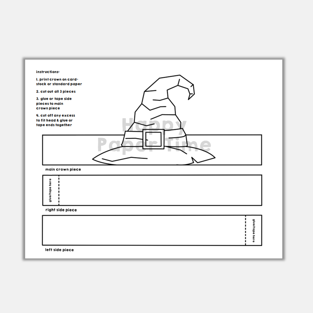 Witch hat paper crown printable coloring halloween spooky craft activity made by teachers
