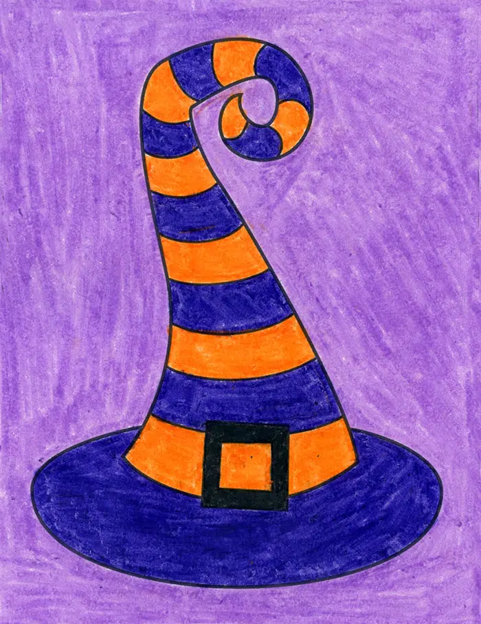 Easy how to draw a witch hat tutorial witch hat coloring page