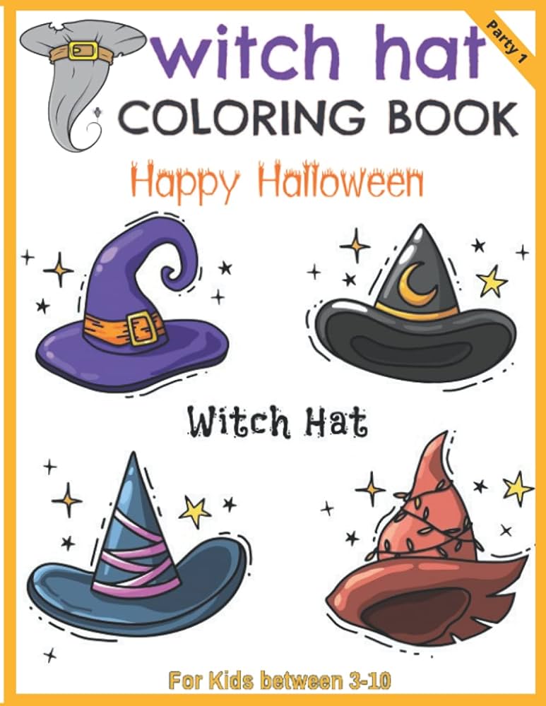 Witch hat coloring book for kids