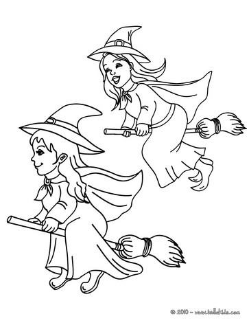Witches broom race coloring pages