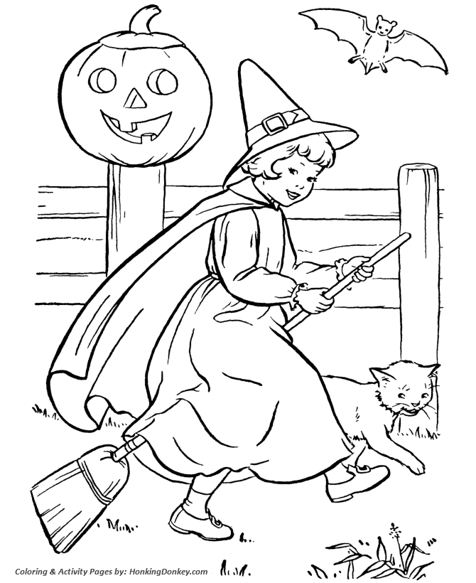 Halloween witch coloring pages