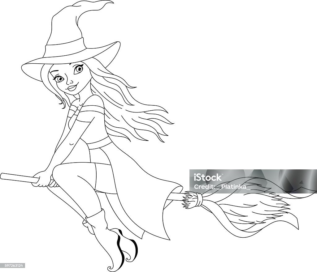 Witch coloring page stock illustration