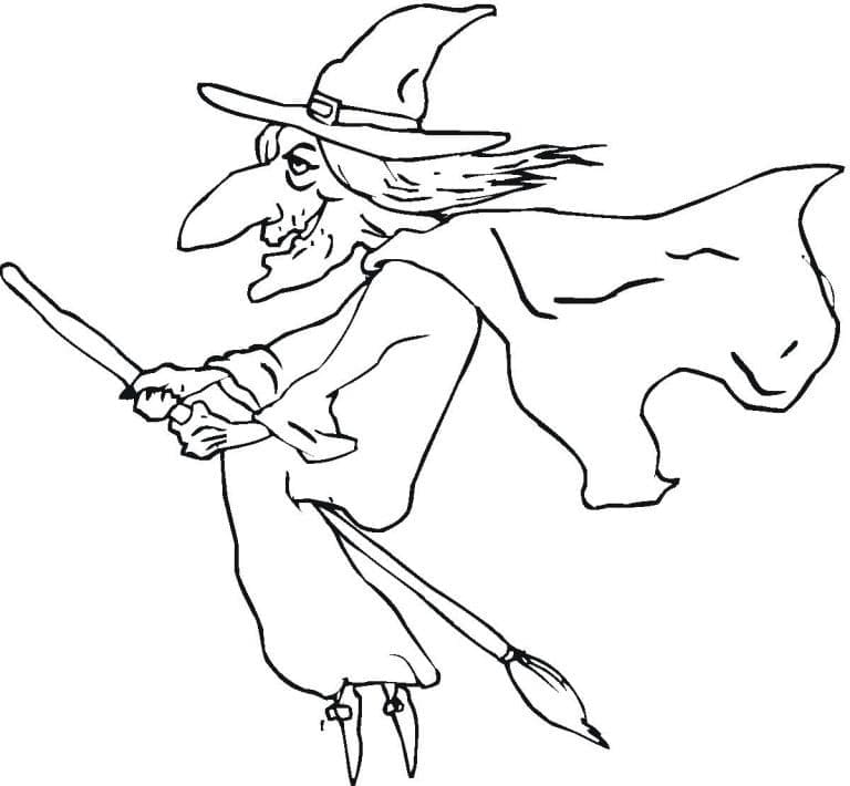Drawing of witch coloring page