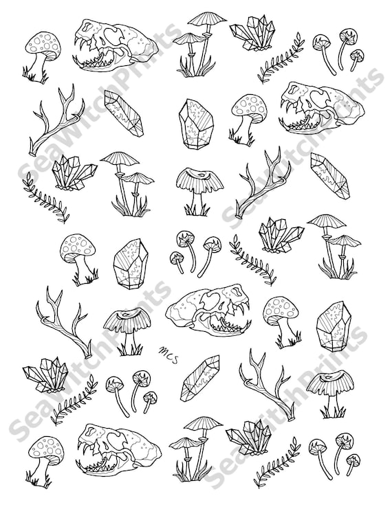Forest witch printable coloring page single page digital download witchy aesthetic indoor activities adult coloring instant download